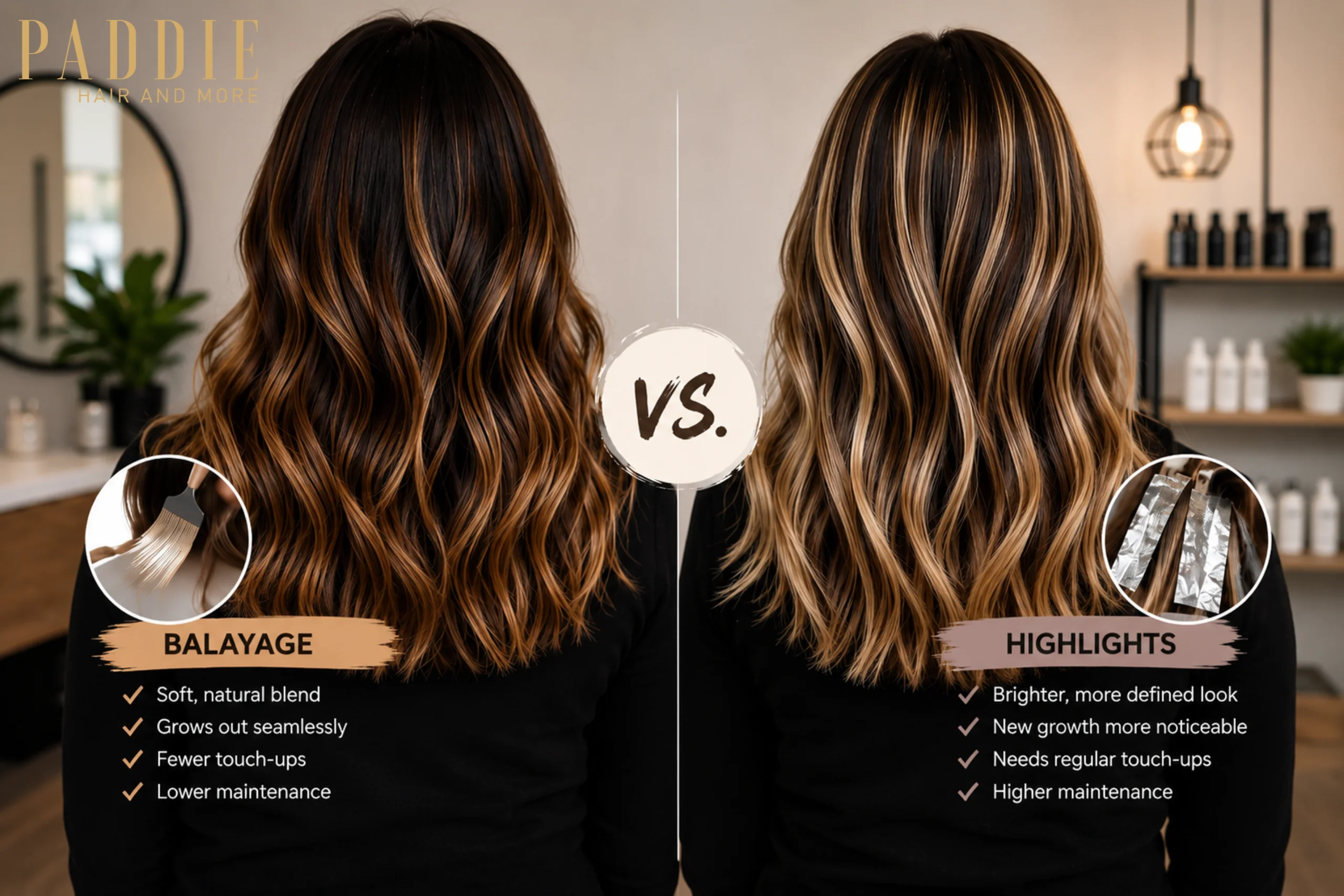 Balayage vs. Highlights - Paddie hair and more